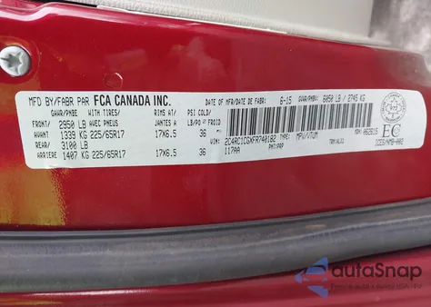 2015 Chrysler Town & Country Touring-L из США, поврежденный, VIN 2C4RC1CGXFR740182